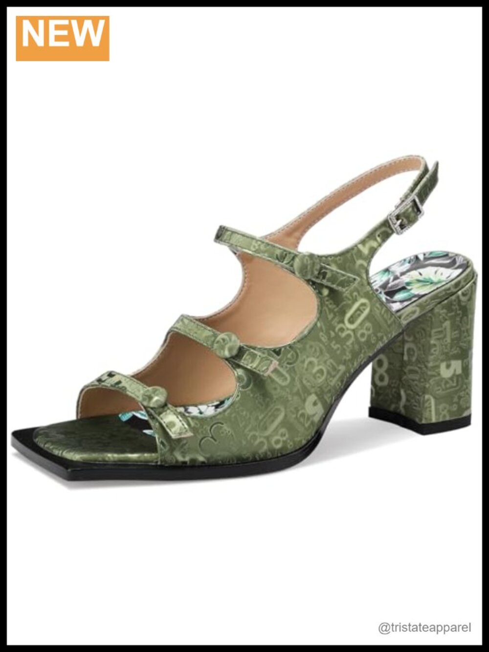 Strappy Square Toe Chunky Block Heel Sandals Faux Leather